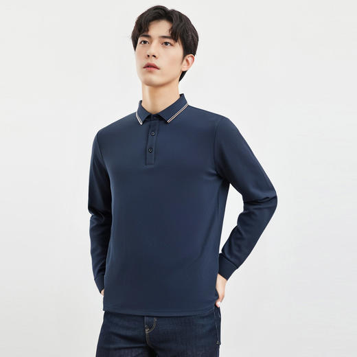 【桑蚕丝混纺】罗蒙春秋男士商务polo衫男长袖时尚舒适翻领百搭长袖t恤男 商品图4