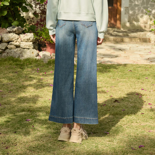 半身缘女裤 春季时尚百搭显瘦显高合身喇叭牛仔裤251102U10102727 商品图4