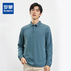 【含桑蚕丝】罗蒙春秋男士商务polo衫男长袖时尚舒适翻领百搭休闲长袖t恤男