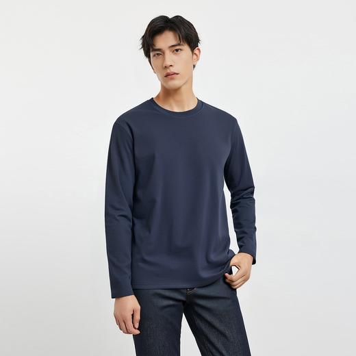 【桑蚕丝混纺】罗蒙春秋经典基础款圆领T恤男长袖t恤男时尚男士t恤长袖秋衣男 商品图6