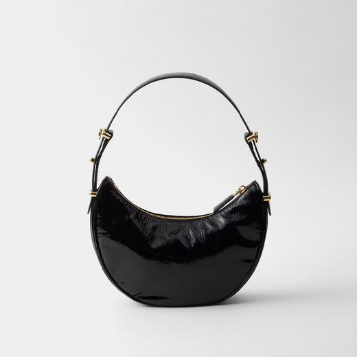 PRADA 普拉达 女士珐琅金属三角徽标 Arqué naplak 漆皮单肩包 黑色 1BC194 2DNT F0002 OOO 商品图2