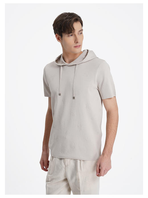 callisto启程系列糯米白短袖连帽针织T恤 商品图3