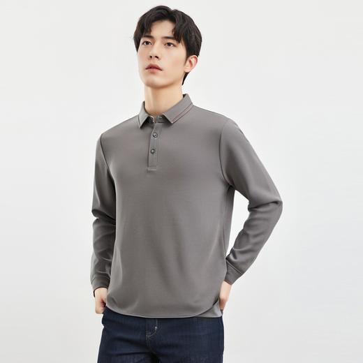 【桑蚕丝混纺】罗蒙男士春秋商务polo衫男长袖时尚舒适翻领百搭长袖t恤男 商品图2