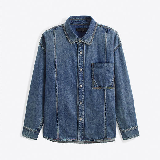 GXG男装 牛仔蓝水洗牛仔衬衫 24年春季热卖GFX1E900561 商品图4