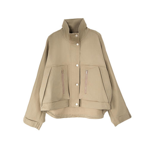 谜底短款外套女2025春新品设计感率性百搭宽松夹克长袖251MW5001 商品图4