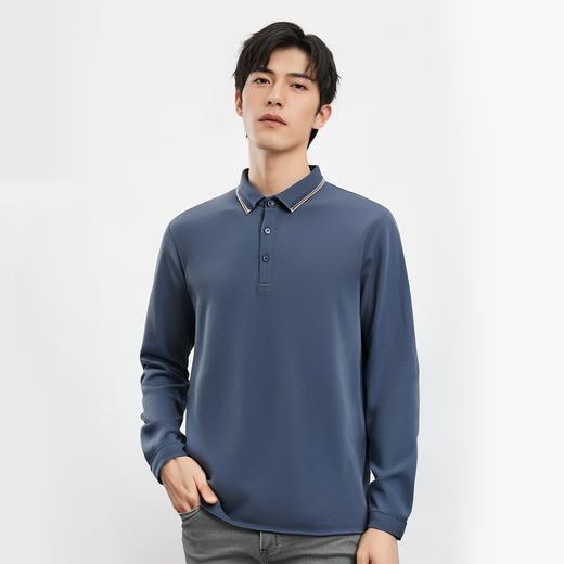 【桑蚕丝混纺】罗蒙春秋男士商务polo衫男长袖时尚舒适翻领百搭长袖t恤男 商品图2