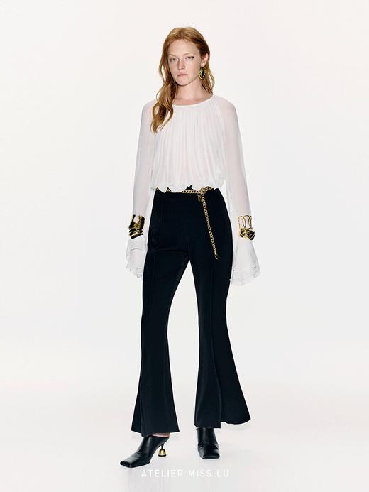 【空境】层次压褶设计透视桑蚕丝上衣 商品图2