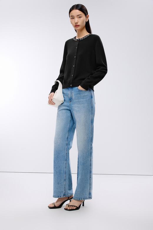 朗姿	针织开衫夜幕黑色LRJK03KCD208B01 商品图4