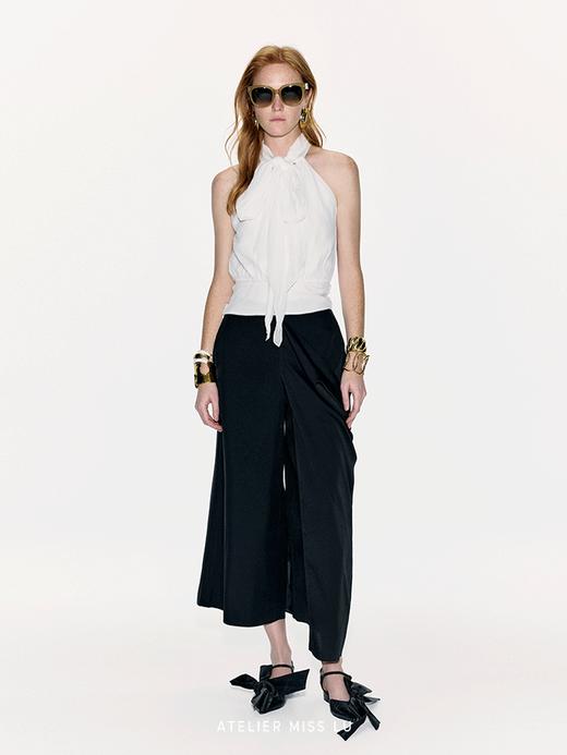 【琉璃之夜】长飘带设计桑蚕丝削肩上衣 商品图0