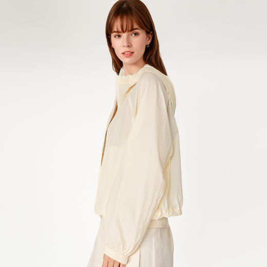 谜底薄款连帽外套长袖女2025春新款百搭简约纯色短外套255MW6020 商品图1