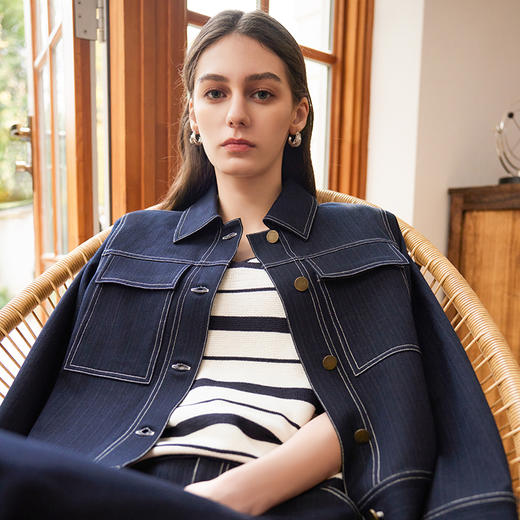 【短款牛仔外套】25年春季新品女士短款牛仔蓝气质上衣外套 商品图3