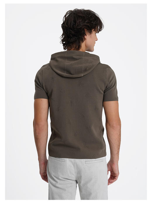 callisto启程系列海藻绿短袖连帽针织T恤 商品图4