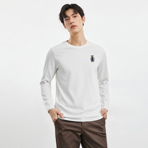 【小熊绣花】罗蒙春夏男装圆领t恤男长袖t恤男舒适男士t恤长袖上衣男体恤 商品图2