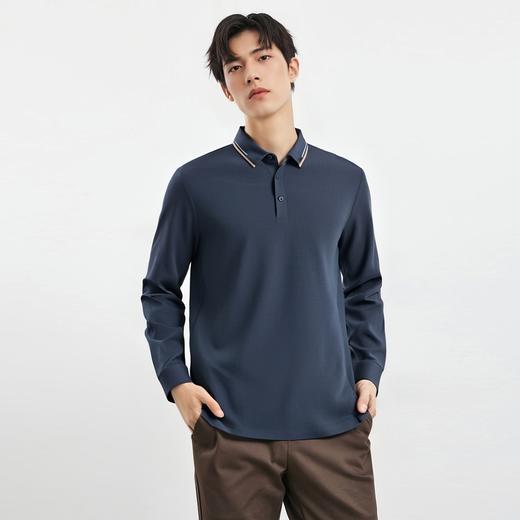 【华夫格】罗蒙春秋款男士抗皱免烫polo衫男长袖t恤男商务男士polo衫 商品图3