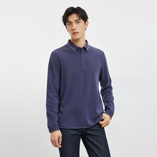 【撞色领】罗蒙男士春秋仿丝光polo衫男长袖t恤男商务男士polo衫长袖 商品图2