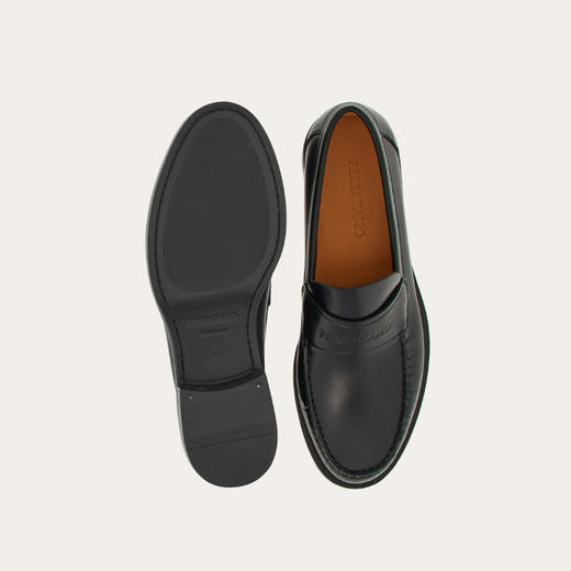 FERRAGAMO 菲拉格慕 男士签名徽标莫卡辛鞋 黑色 762700 商品图3