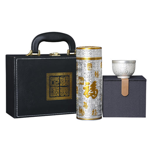 春节不打烊 正常发货 银杯九龙百福茶杯组合皮盒装送长辈生日贺寿礼节日礼品伴手礼团购 商品图4