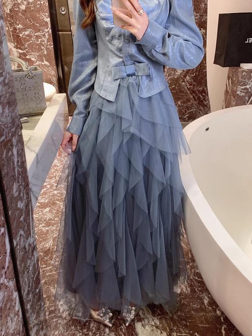 张心子【露台圆舞曲】温柔风不规则网纱半身裙 U2501032 商品图1