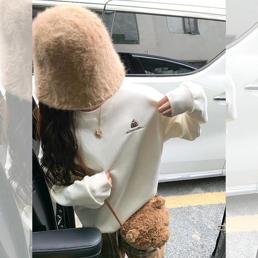 <曾小咸推荐>复古趣味印花加绒宽松卫衣 商品图6