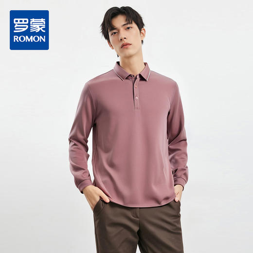 【桑蚕丝混纺】罗蒙春秋男士商务polo衫男长袖时尚舒适翻领百搭长袖t恤男 商品图0