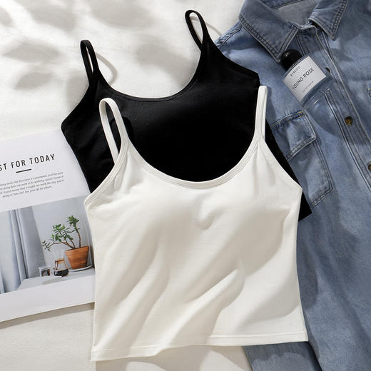 C2-【大U美背 免穿文胸】带胸垫吊带背心百搭显瘦内搭外穿打底背心   夏寄挽月 商品图8