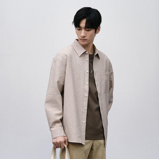 GXG男装 浅卡其通勤长袖衬衫 2024年春季热卖衬衫 GFX10300751 商品图2