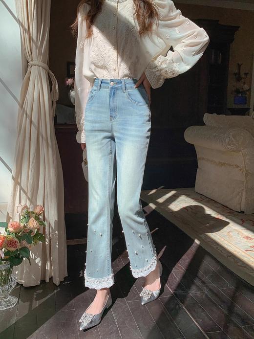 张心子【寻梦山茶】半高领蕾丝花边衬衫上衣 U2501017 商品图1