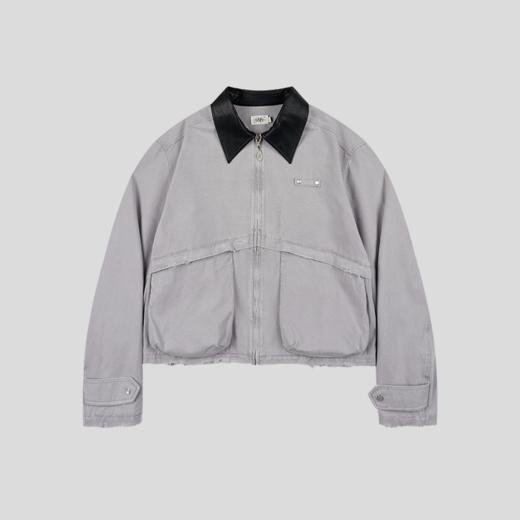 GOODBAI 916 撞色翻领磨毛拼接毛边拉链外套 商品图2