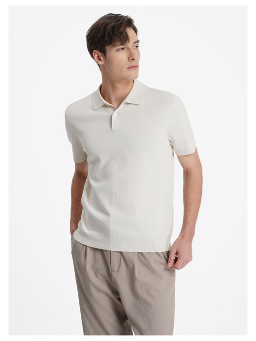 callisto糯米白透气棉混纺T恤 商品图3