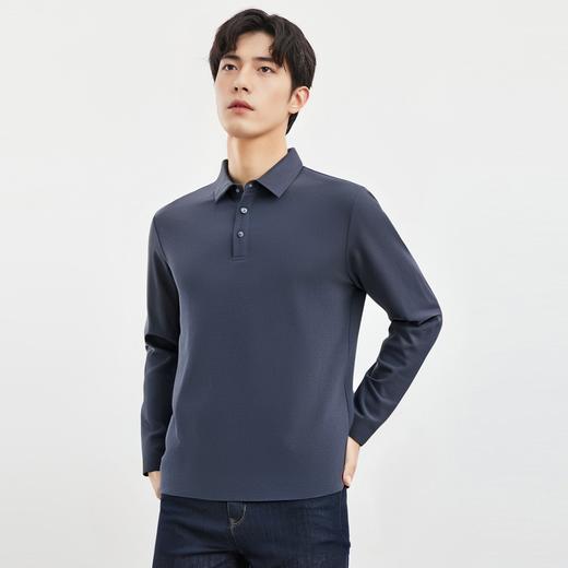罗蒙男士秋冬保暖经典翻领Polo衫双面磨毛polo衫男长袖t恤男 商品图3