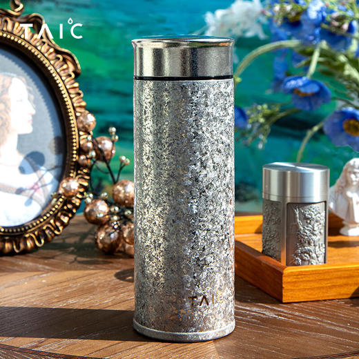 TAIC钛度纯钛保温杯带滤网高档泡茶银羽杯400ML 商品图6