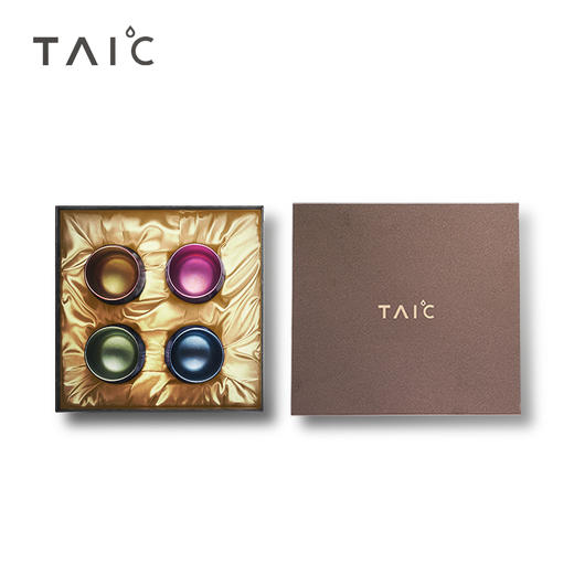 TAIC太可纯钛双层真空圆融杯4个套装定制刻字办公迷你小巧便携 四季圆满 商品图3