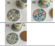 花砖浮雕描金杯垫（圆形） 商品图0