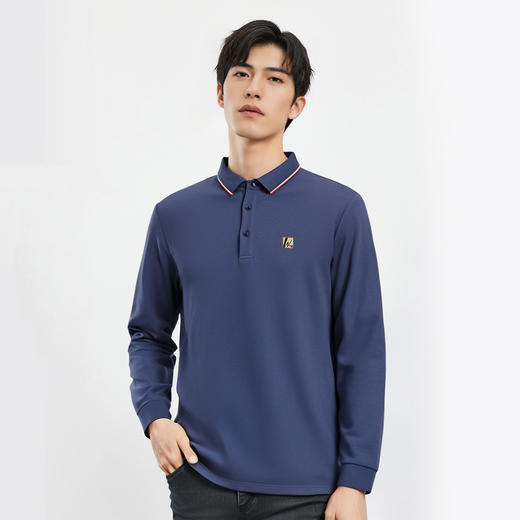 【双面含桑蚕丝】罗蒙春秋男士长袖polo衫绣花t恤百搭舒适男长袖上衣 商品图2