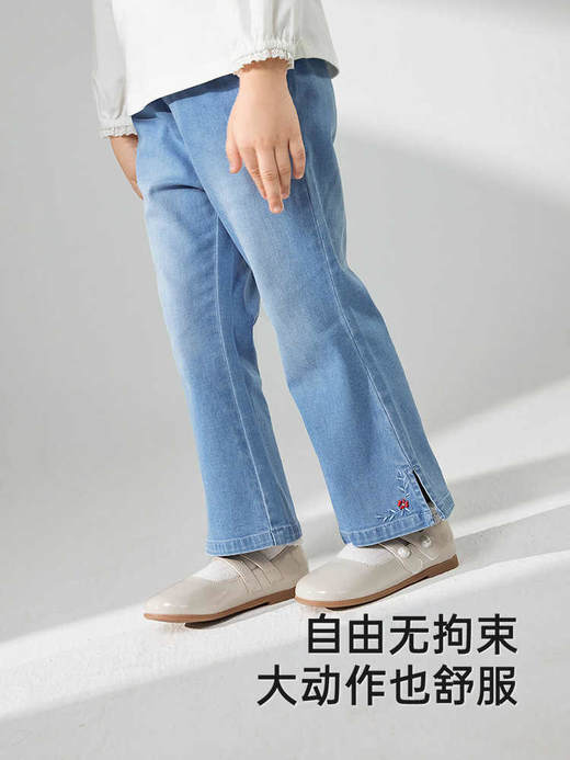 英氏女童裤子春夏百搭休闲牛仔裤2025新款微喇叭长裤YRKCJ1R009A 商品图2