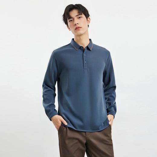 【桑蚕丝混纺】罗蒙春秋男士商务polo衫男长袖时尚舒适翻领百搭长袖t恤男 商品图1