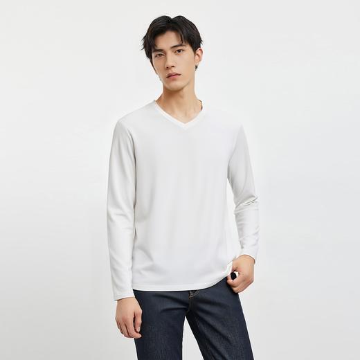 【珠地面料】罗蒙春夏V领t恤男长袖t恤男舒适男士t恤长袖上衣男体恤 商品图1
