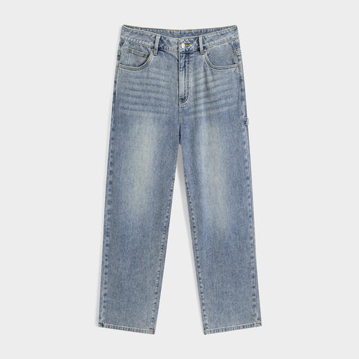 GXG男装 重磅系列复古水洗牛仔裤直筒休闲裤薄款裤子2024夏季热卖 商品图4