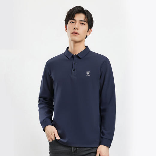 【双面含桑蚕丝】罗蒙春秋男士商务polo衫男长袖t恤男春秋男士polo衫 商品图3