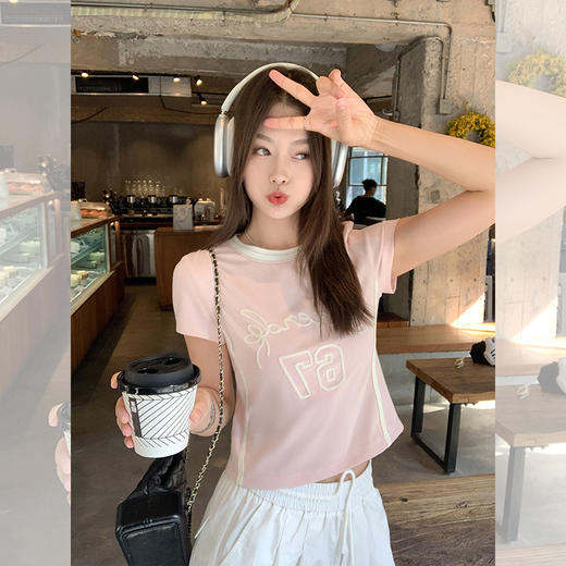 <曾小咸推荐> 短款撞色圆领T恤 商品图0