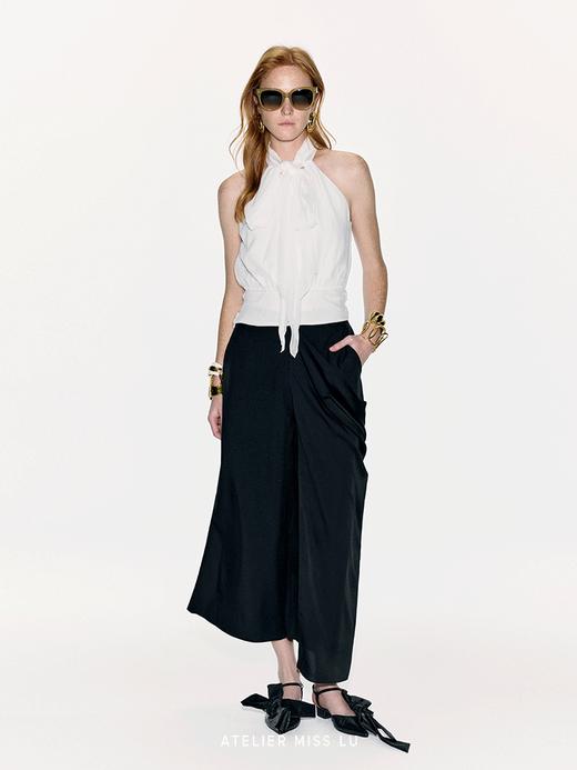 【琉璃之夜】长飘带设计桑蚕丝削肩上衣 商品图3