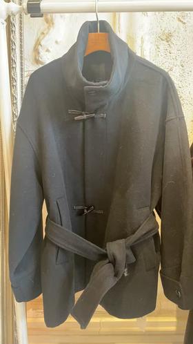 【门店同款】ENJOY冬季羊角扣收腰中长外套 155008226