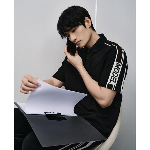 GXG男装 黑色通勤短袖POLO衫 2024年春季热卖GFX12400301 商品图2