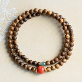 【经典】赤霞南红沉香木双圈手串6mm 搭配蓝水翡翠新中式古风手链珠串带证书