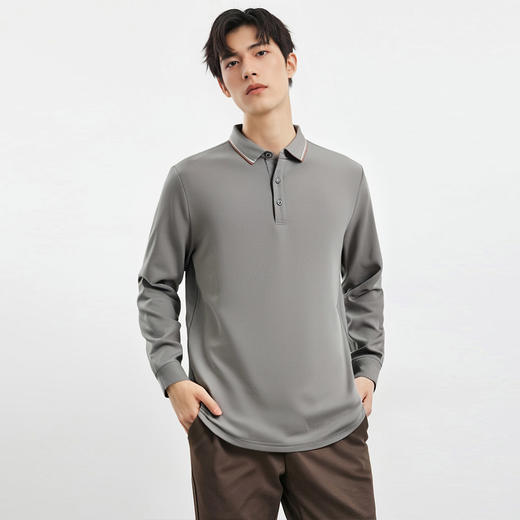 【桑蚕丝混纺】罗蒙春秋男士商务polo衫男长袖时尚舒适翻领百搭长袖t恤男 商品图5