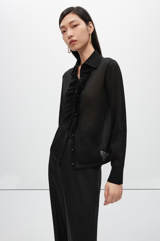 朗姿针织针织开衫夜幕黑色LSJK01KCD419B01 商品图6