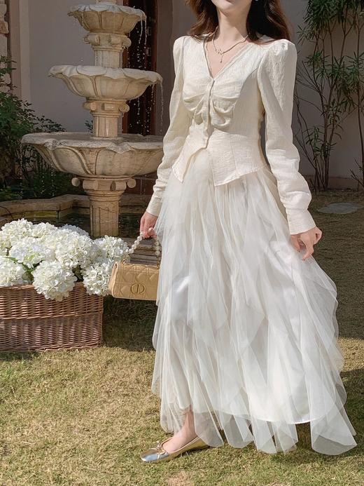 张心子【露台圆舞曲】温柔风不规则网纱半身裙 U2501032 商品图7