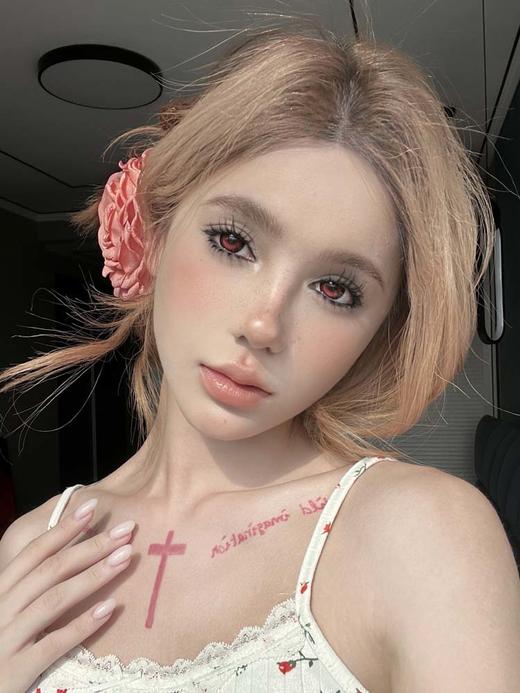 Hanawink 半年抛美瞳 哭哭奶酪红 直径14.5mm着色14.2mm 商品图3