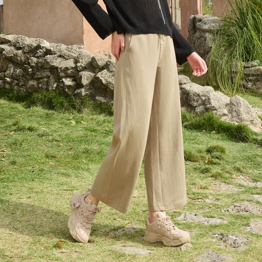 半身缘女裤 春季垂感显高显瘦松紧腰针织拖地裤251102U10302745 商品图3