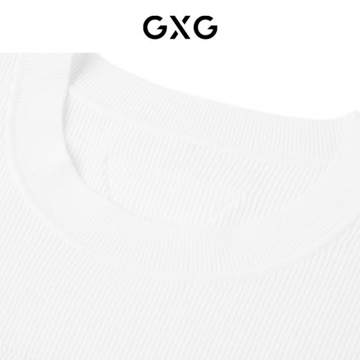 GXG男装 白色提花休闲圆领线衫 24年春季热卖GFX12000951 商品图3